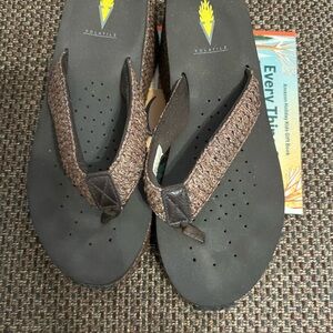 Volatile Woven Brown Sandals